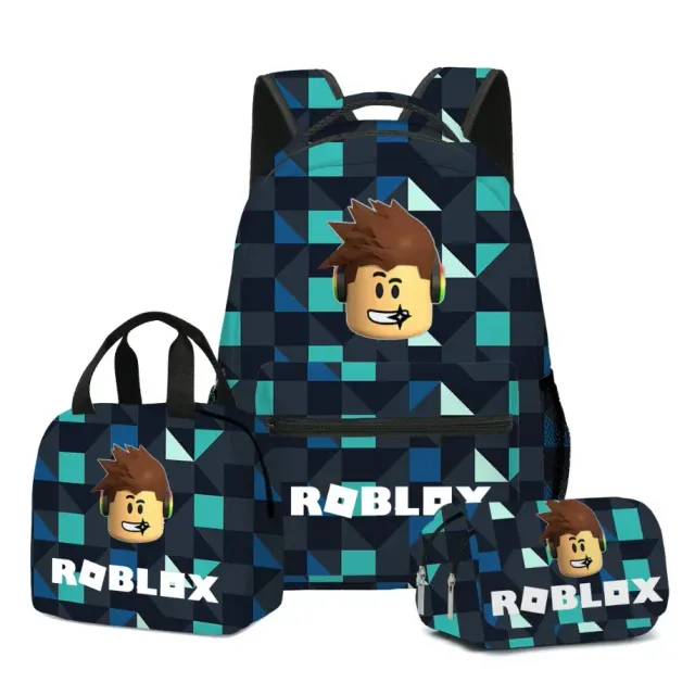 Stylish school set for children - Backpack, pencil case, lunch bag in various Roblox motifs