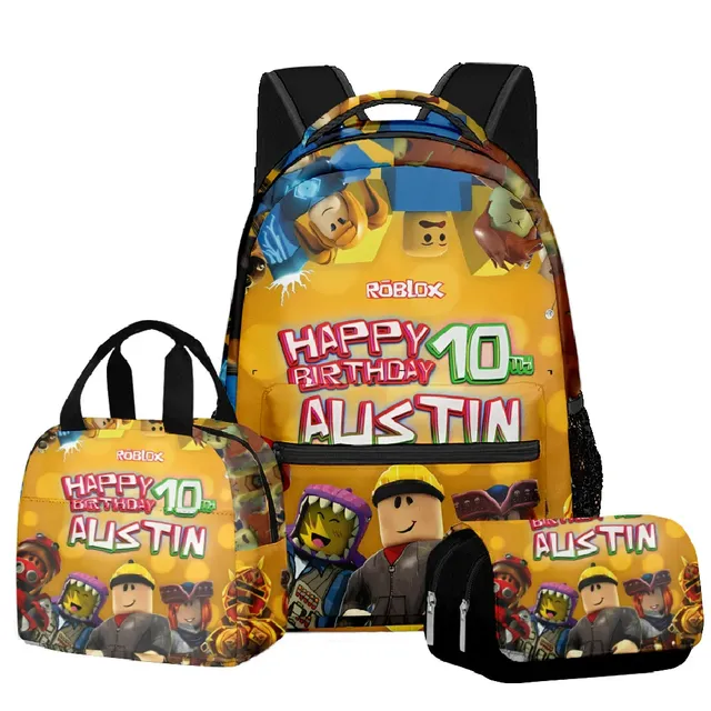 Stylish school set for children - Backpack, pencil case, lunch bag in various Roblox motifs