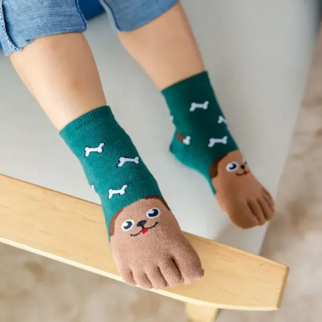 Baby socks with fingers in cute animal design