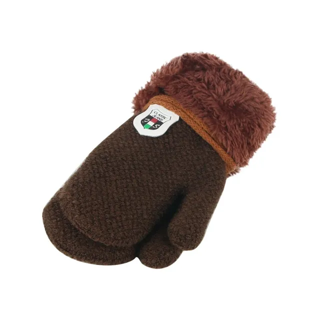 Detské pletené rukavice palčiaky brown