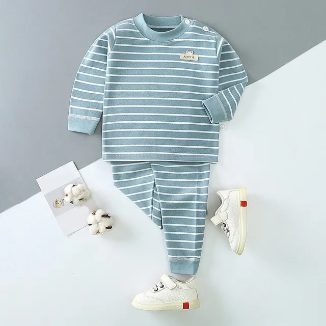 Baby striped sweatpants set dark Maribel modra 5