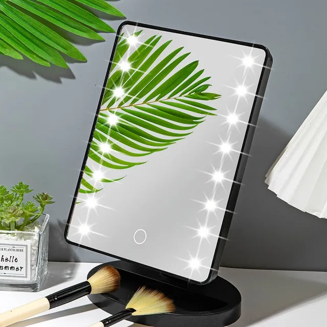 Rotary cosmetic mirror with 16 LEDs, battery power or USB