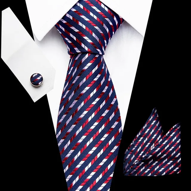 Men's business set with fashionable pattern - tie, handkerchief and cuff