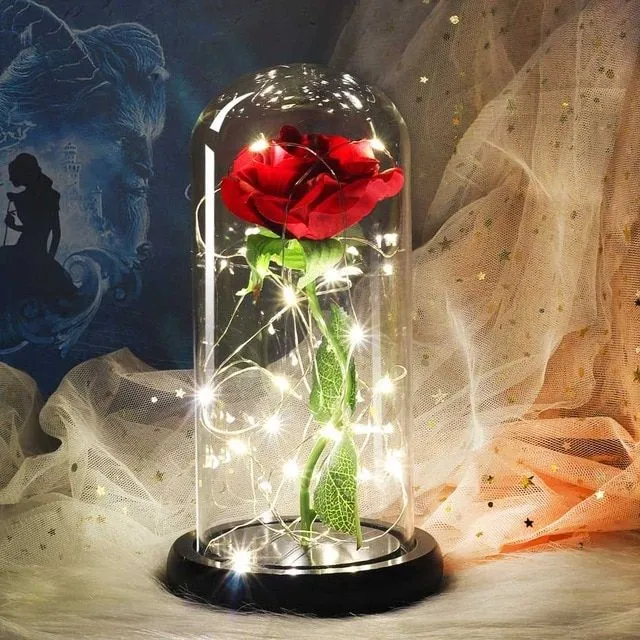 Trandafir LED într-un vas de sticlă
