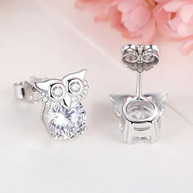 Boucles d'oreilles originales en argent Hibou