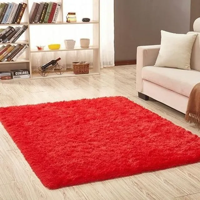 Chlpatý mäkký koberec red 40x60cm