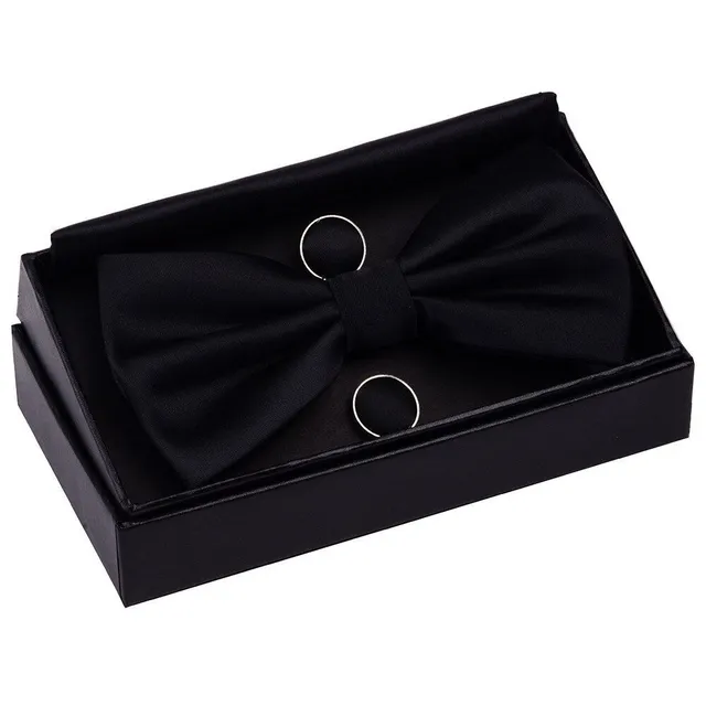 Men's bow tie, handkerchief and cuff links Augustine