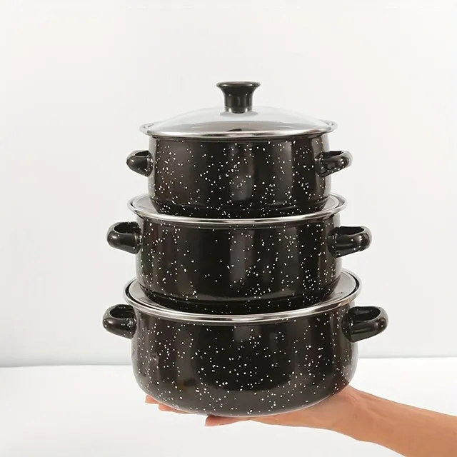 Black enamel goulash pots