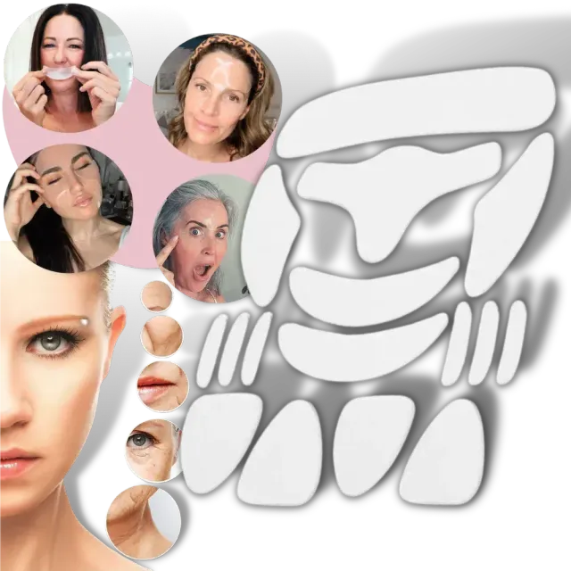 16 silikonowych plastrów przeciw zmarszczkom na twarzy
