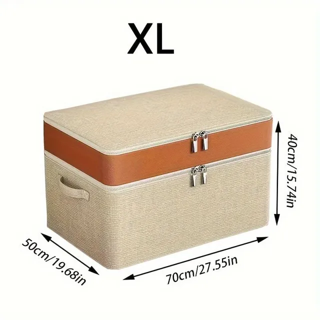 Úložný box na oblečení s víkem 1ks - prachuvzdorný organizér s kapsou na zip, úložný koš na přikrývky a deky