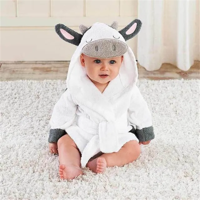 Baby bathrobe with hood and motifs of animals 3