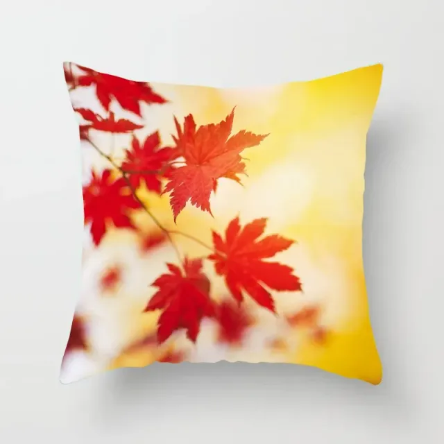 Pillow coating with motive of red maple leaf for decoration of office and home car