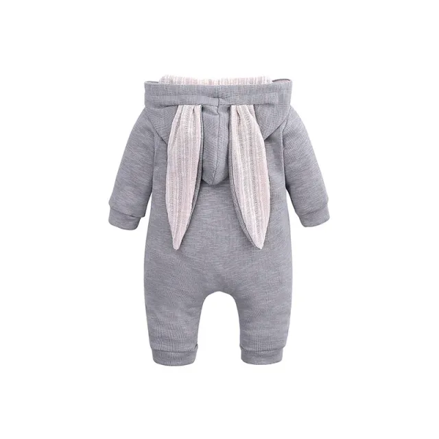 Children's jumpsuit with bunny ears - grey