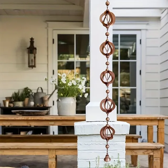 Court Outdoor Home Decoration Metal Iron Craft Rotating wind chimes Rain Chain Art Craft