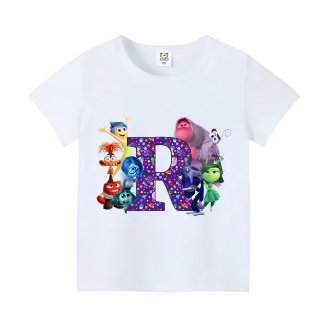 T-shirt enfant à manches courtes avec impression de lettres et personnages du film Vice-Versa 2 - Inside Out 2