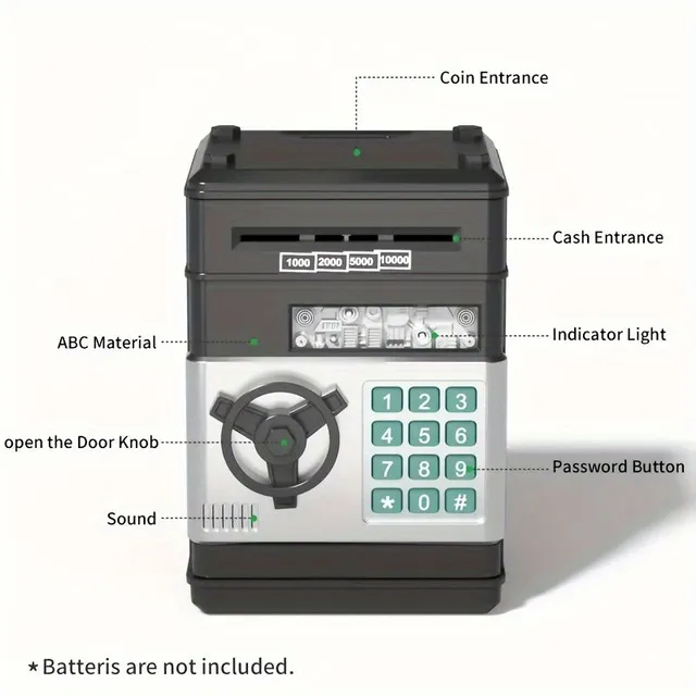 Велика дитяча електронна скарбничка у стилі банкомату з паролем, підходить для хлопчиків і дівчаток