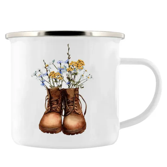 Adventure enamel mug for camping as a gift