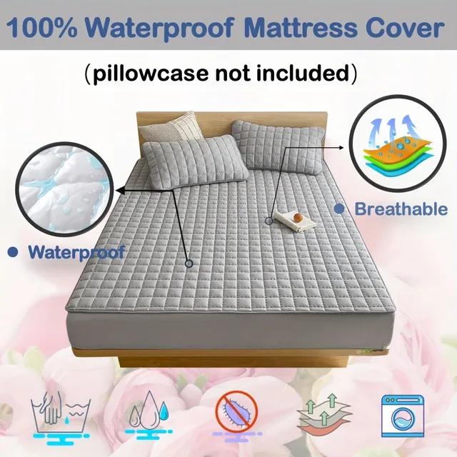 Waterproof mattress protector with antibacterial treatment against mites, relief pattern, height 29,97 cm