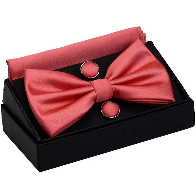 Men's bow tie, handkerchief and cuff links Augustine