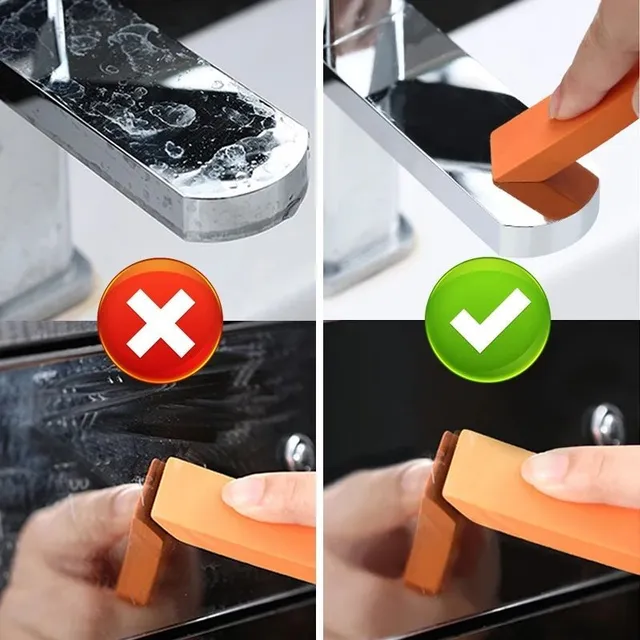 Remove immediately the water stone and rust with this easy-to-use rubber tool