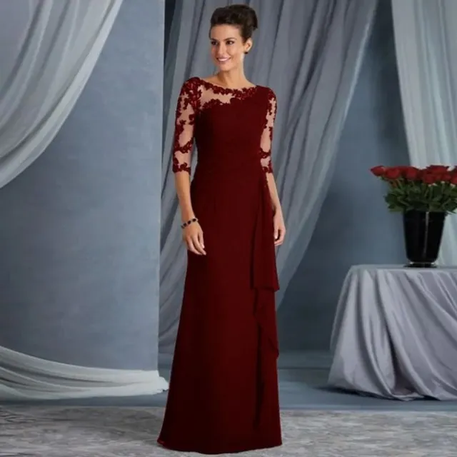 Elegantné dámske šaty s dlhými rukávmi a okrúhlym výstrihom Semi