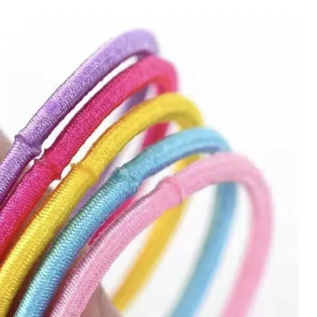 100pcs Cute elastic polyester hair rubber bands for children and girls - Colorful hair accessories