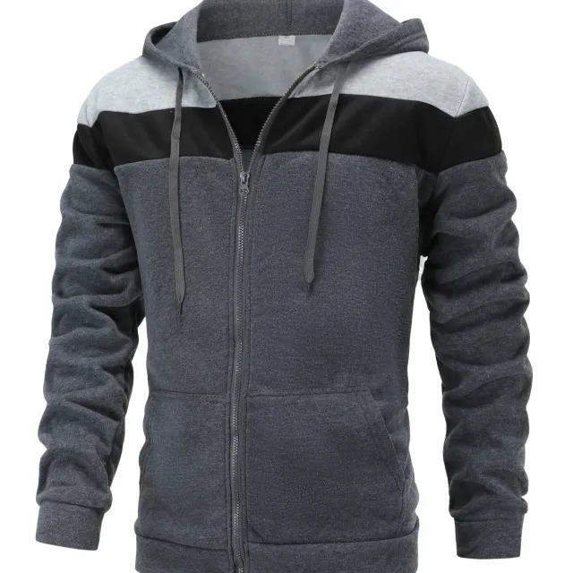 Men's colourful zipped hoodie with hood, zip and drawstring