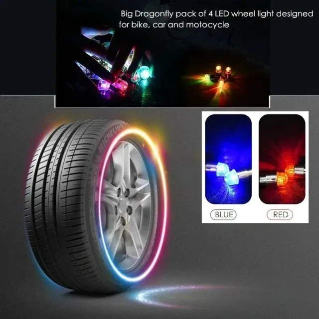 4 ks vodotesné svetlo pre pneumatiky kolies automobilov
