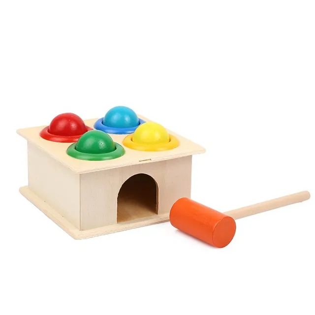 Children's educational wooden hammer with balls