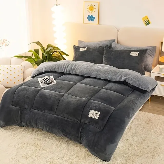 1 piece of luxurious fluffy sheets, modern style, extra thick stuffed autumn-winter sheets, antistatic