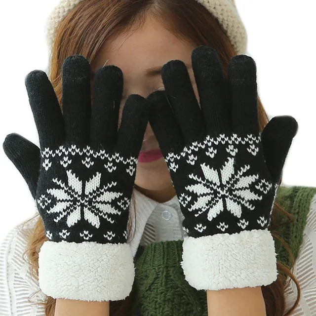 Ladies winter gloves with snowflake - 4 colours