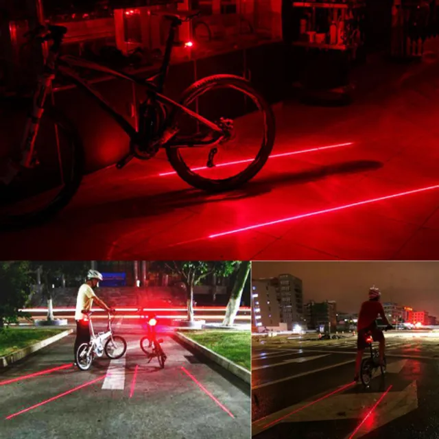 LED svetlo na bicykel s laserom