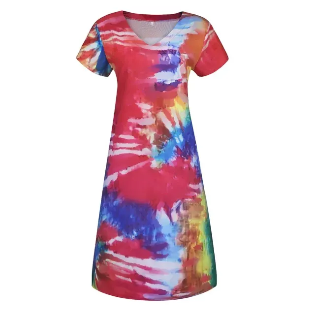 Beautiful ladies colourful dress with short sleeves