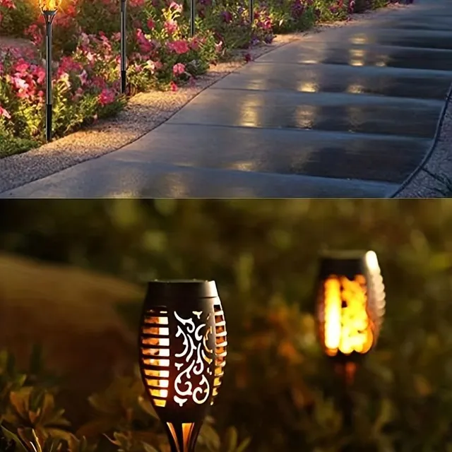 4pc Solar Halloween decorative lights, torches with flashing flame, waterproof outdoor lighting landscape