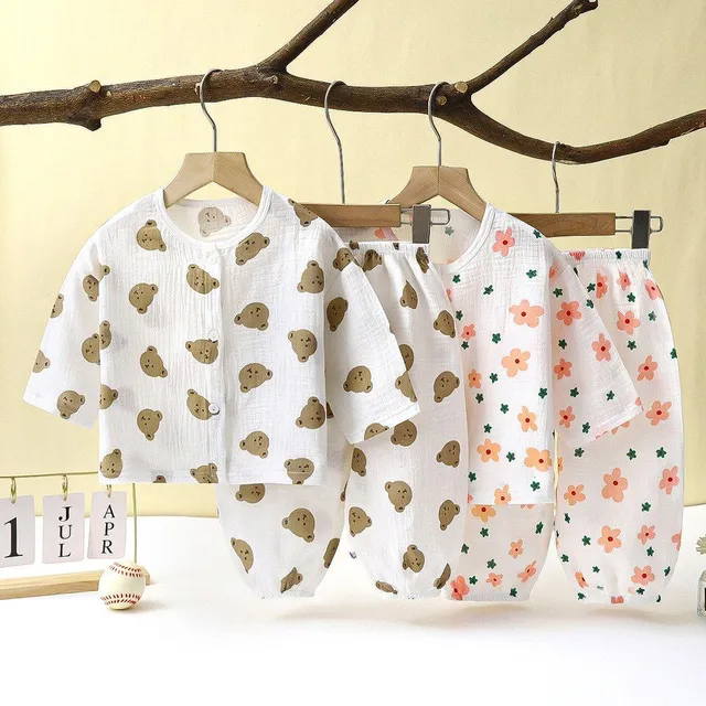 Kids set of cute classic pajamas with printing - more variants