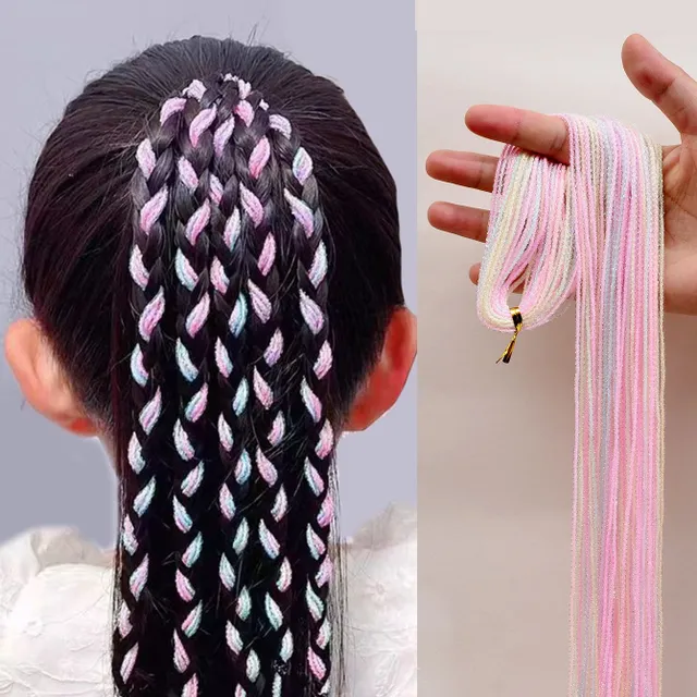 32-vláknové 90cm barevné provázky do vlasů pro ženy a dívky - DIY nástroj pro tvorbu dredů a copánků