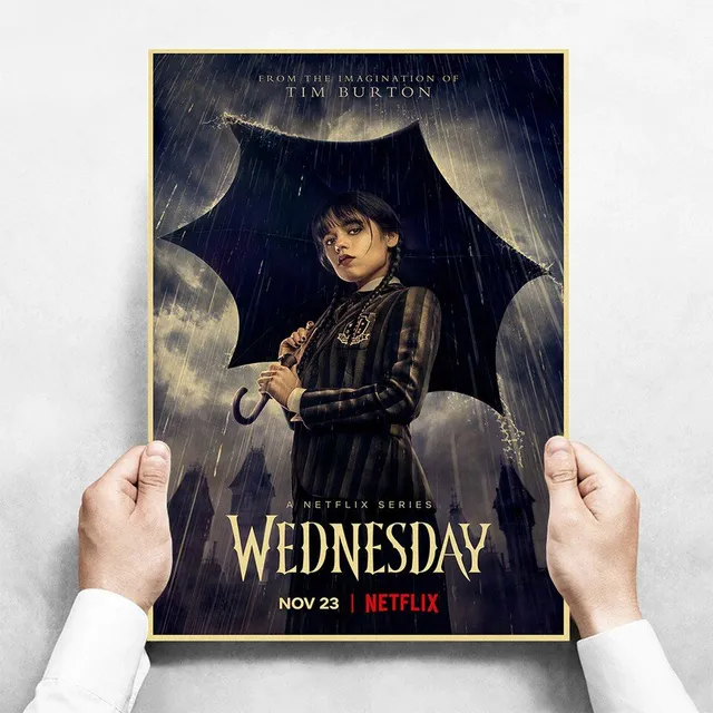 Trendy poster with motifs of the series Wednesday
