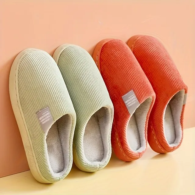 Women's warm slippers with thick soles - plush, non-slip