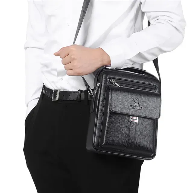 Male leather crossbody bag Messenger - vintage, waterproof, large capacity © For men