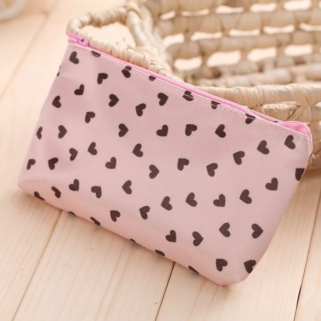 Small toiletry bag with heart motif for cosmetics and other