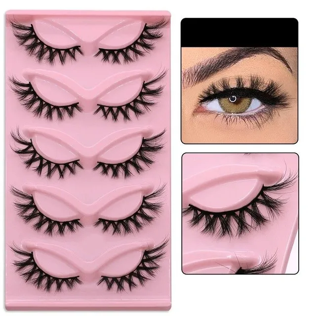 Set of 5 pairs of artificial algae Artificial long eyelashes with full strip Set for extension of algae Natural adhesive eyelashes