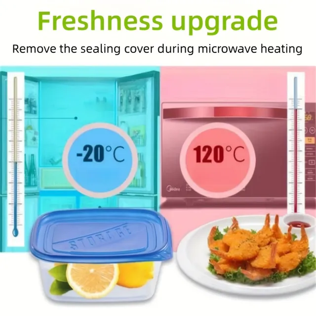 10 buc Cutii transparente dreptunghiulare pentru alimente cu capac - empilabile și reutilizabile