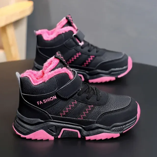 Children's winter shoes for boys, warm sports snow boots with cotton lining, fashion outdoor sneakers