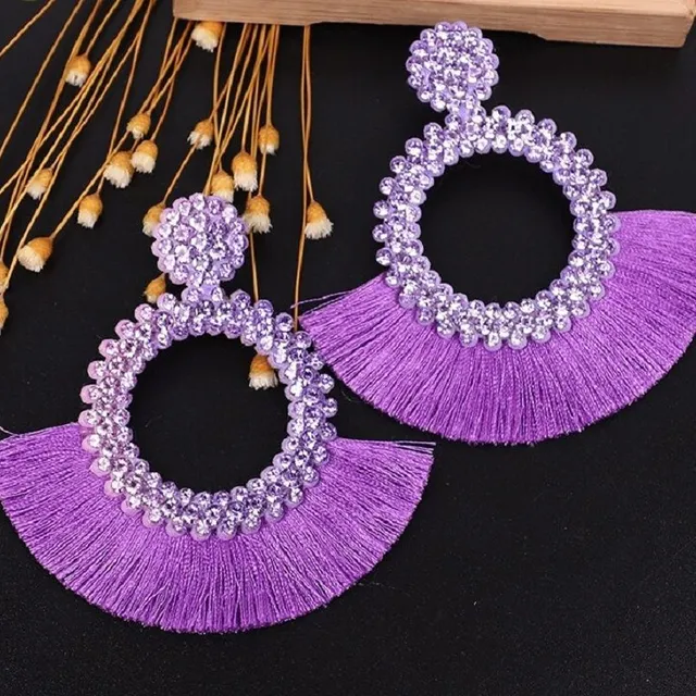 Women's hanger earrings with tassel G580