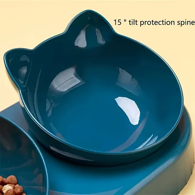 Automatic water sprayer for cats with double bowls and cat ears