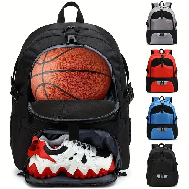 Universal sports backpack for youth and adults - Basketball, football, fitness, hiking, travel - with separate shoe space