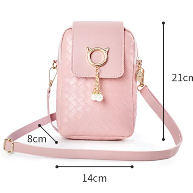 Ladies crossbody bag with cute cat decoration