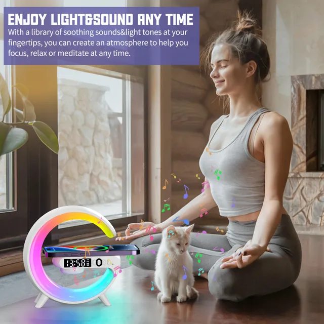 Multifunction Wireless Charging Washer Stand Speaker TF RGB Nightlight 15W Rapid charging station Pro IPhone Samsung Xiaomi