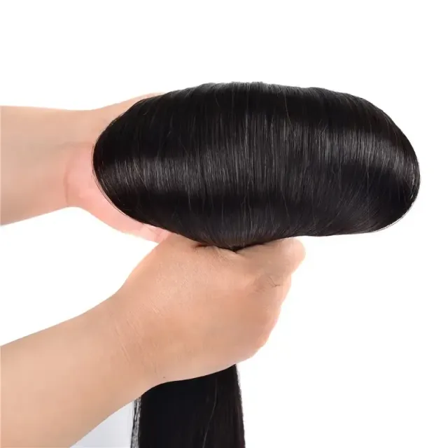 Extensions de cheveux naturels à clip pour femmes et filles - lisses, Remy, pour un usage quotidien