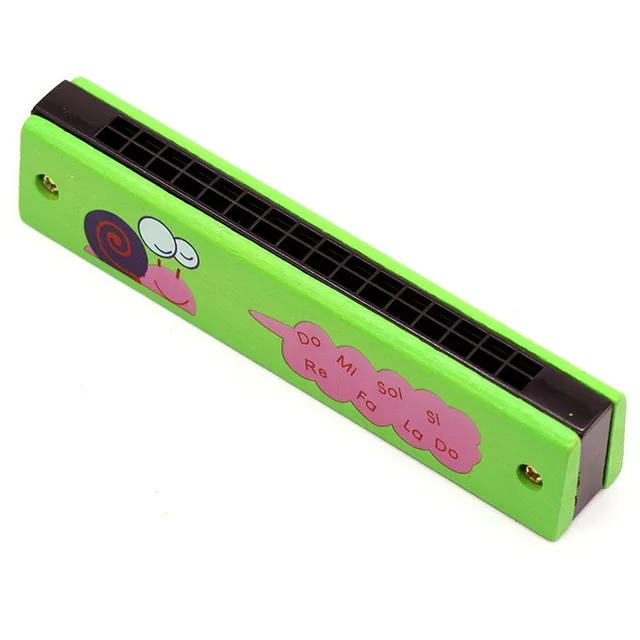 Children's wooden blowing harmonica with cute motif